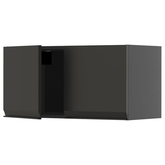 METOD - METOD Wall cabinet with 2 doors, black-grey/Upplöv matt anthracite, 80x40 cm