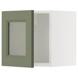 METOD wall cabinet with glass door, white/Axstad grey-green, 40x40 cm