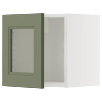 METOD wall cabinet with glass door, white/Axstad grey-green, 40x40 cm