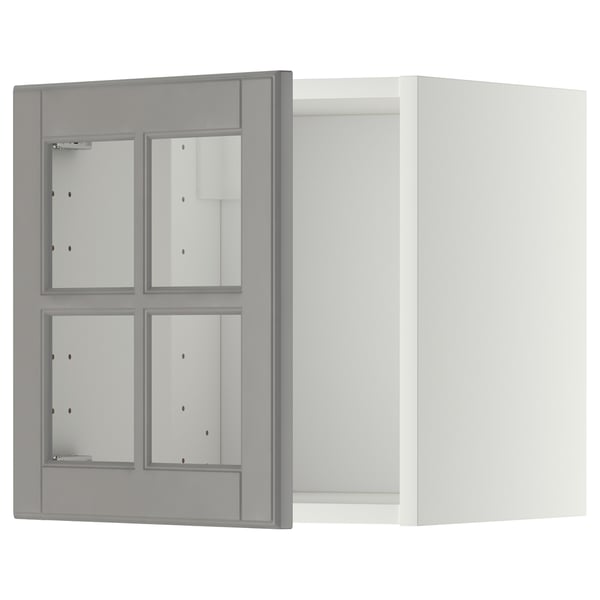 METOD - METOD Wall cabinet with glass door, white/Bodbyn grey, 40x40 cm