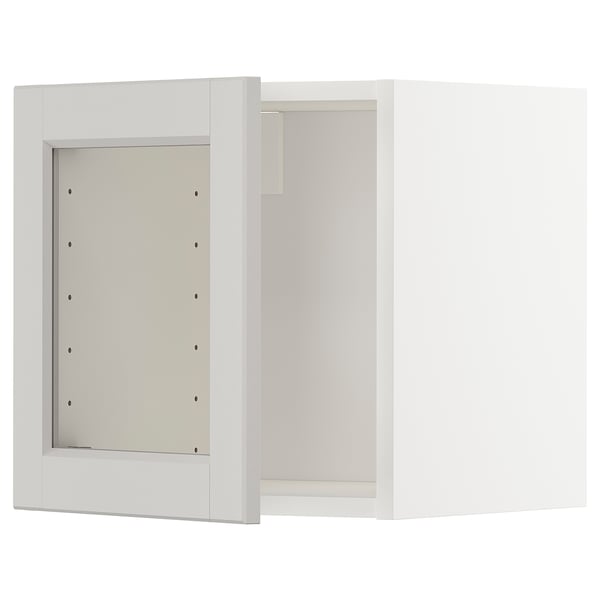 METOD wall cabinet with glass door, white/Lerhyttan light grey, 40x40 cm