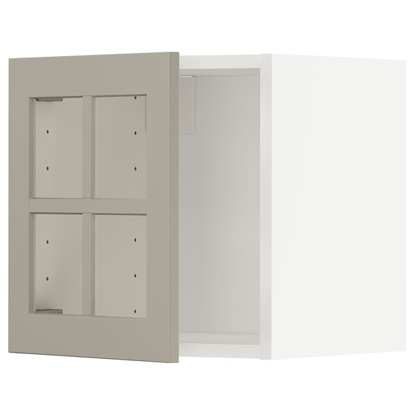 METOD wall cabinet with glass door, white/Stensund beige, 40x40 cm