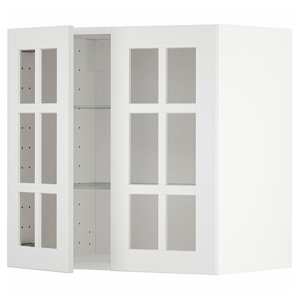 METOD - METOD Wall cabinet w shelves/2 glass drs, white/Stensund white, 60x60 cm