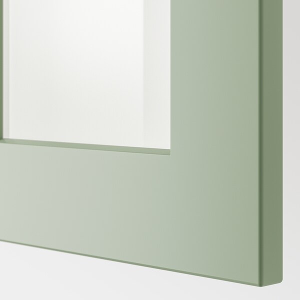 METOD - Wall cabinet w shelves/2 glass drs, white/Stensund light green, 40x100 cm