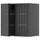 METOD - METOD Wall cabinet w shelves/2 glass drs, black-grey/Hejsta anthracite reeded glass, 60x60 cm