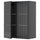 METOD - METOD Wall cabinet w shelves/2 glass drs, black-grey/Hejsta anthracite reeded glass, 80x100 cm