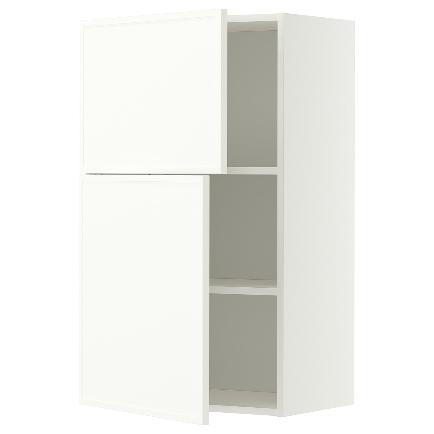 METOD wall cabinet with shelves/2 doors, white/Aspudden matt white, 60x100 cm
