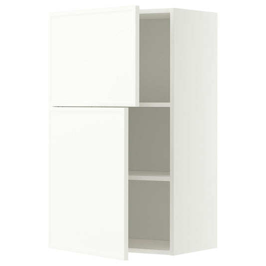 METOD wall cabinet with shelves/2 doors, white/Aspudden matt white, 60x100 cm