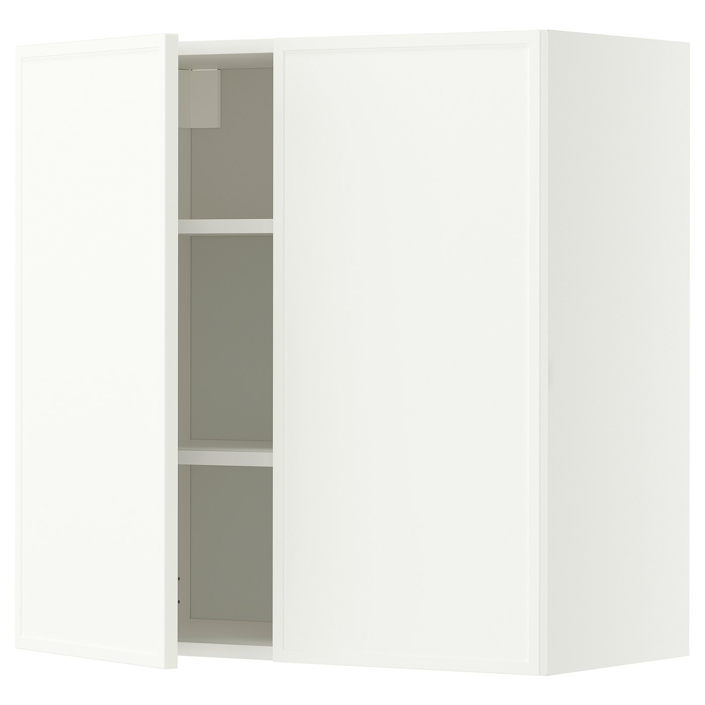 METOD wall cabinet with shelves/2 doors, white/Aspudden matt white, 80x80 cm