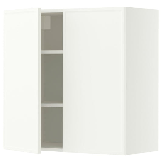 METOD wall cabinet with shelves/2 doors, white/Aspudden matt white, 80x80 cm