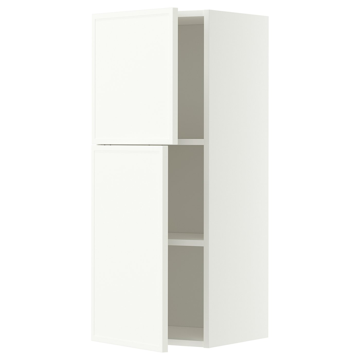 METOD wall cabinet with shelves/2 doors, white/Aspudden matt white, 40x100 cm