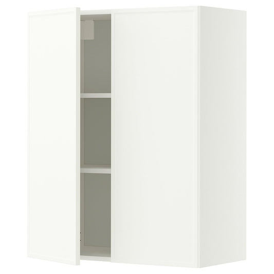 METOD wall cabinet with shelves/2 doors, white/Aspudden matt white, 80x100 cm