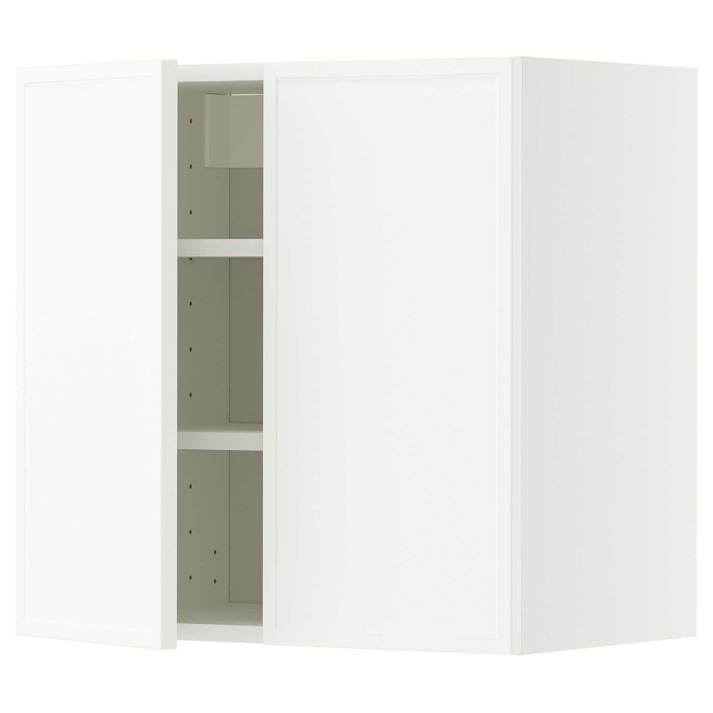 METOD wall cabinet with shelves/2 doors, white/Aspudden matt white, 60x60 cm