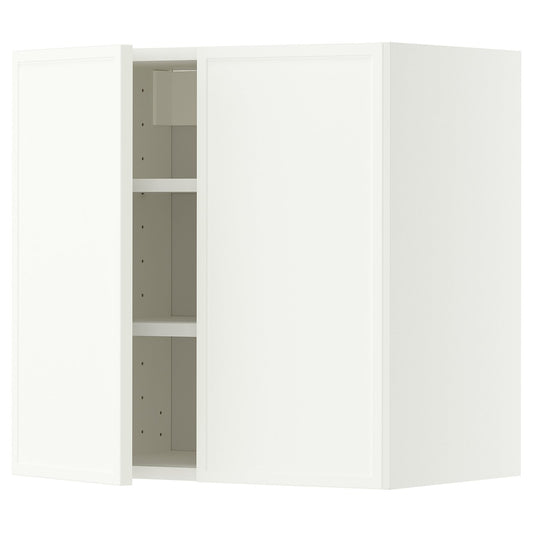 METOD wall cabinet with shelves/2 doors, white/Aspudden matt white, 60x60 cm
