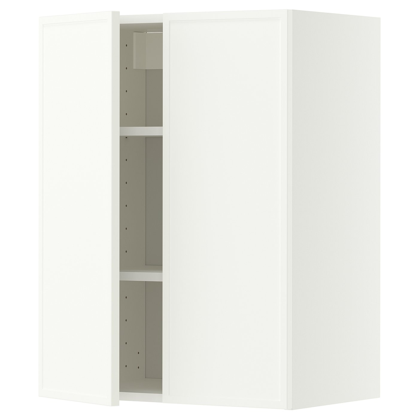 METOD wall cabinet with shelves/2 doors, white/Aspudden matt white, 60x80 cm