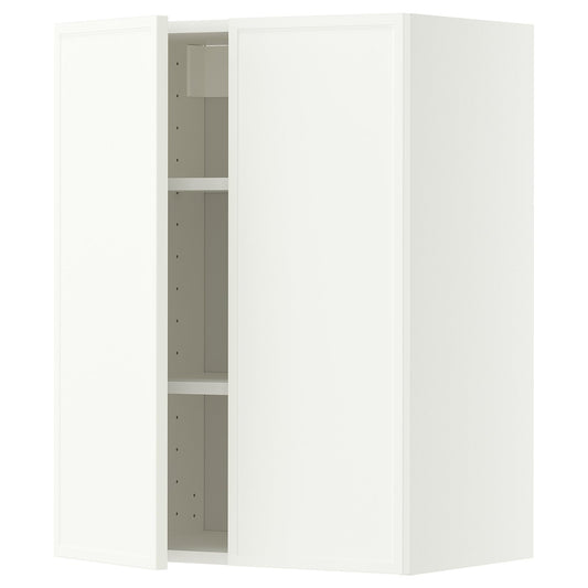 METOD wall cabinet with shelves/2 doors, white/Aspudden matt white, 60x80 cm