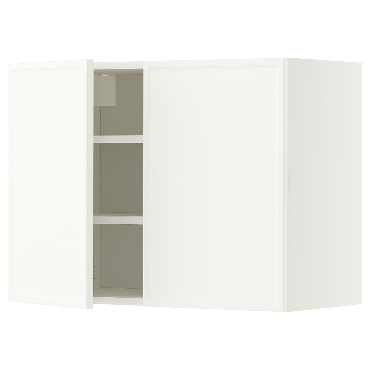 METOD wall cabinet with shelves/2 doors, white/Aspudden matt white, 80x60 cm
