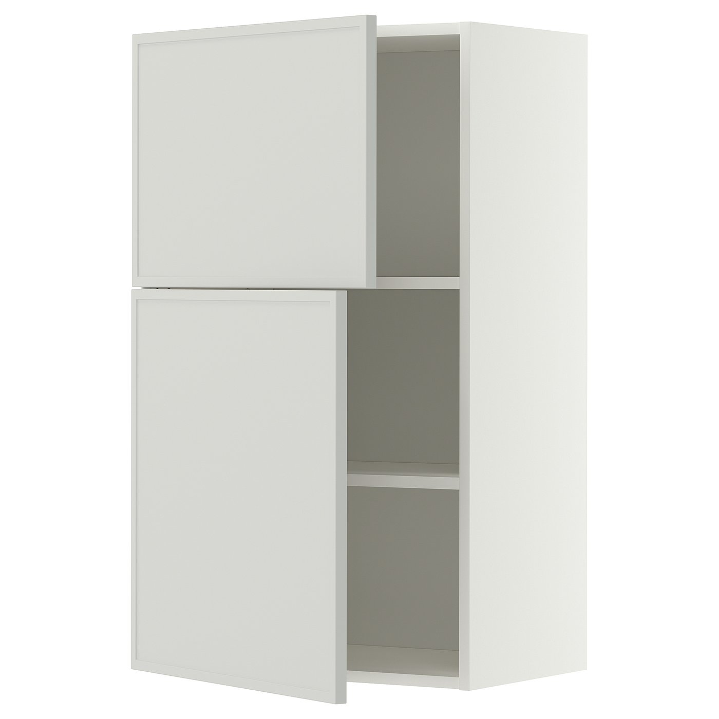 METOD wall cabinet with shelves/2 doors, white/Aspudden light grey, 60x100 cm