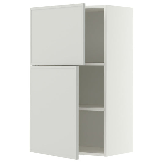 METOD wall cabinet with shelves/2 doors, white/Aspudden light grey, 60x100 cm