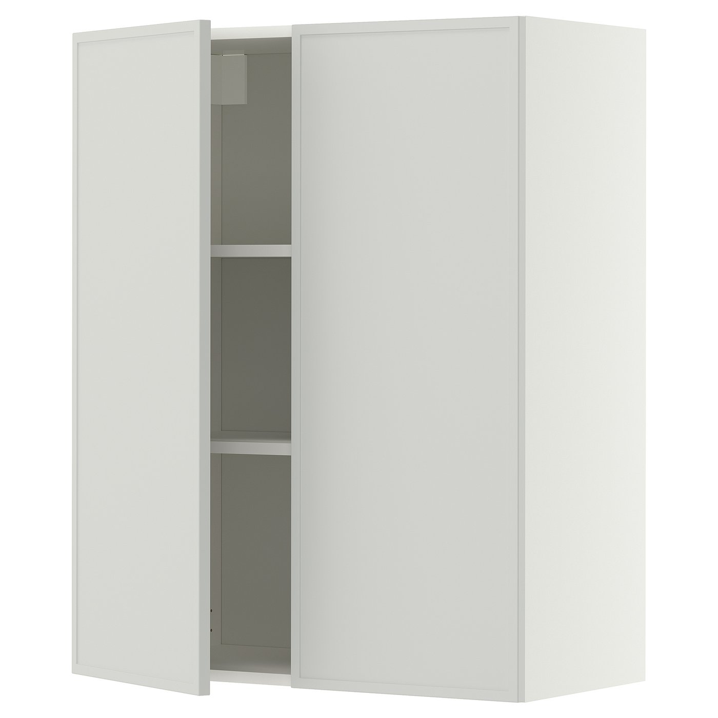METOD wall cabinet with shelves/2 doors, white/Aspudden light grey, 80x100 cm