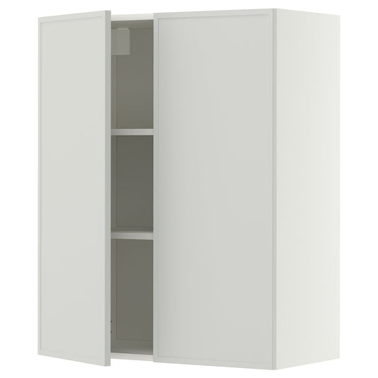 METOD wall cabinet with shelves/2 doors, white/Aspudden light grey, 80x100 cm