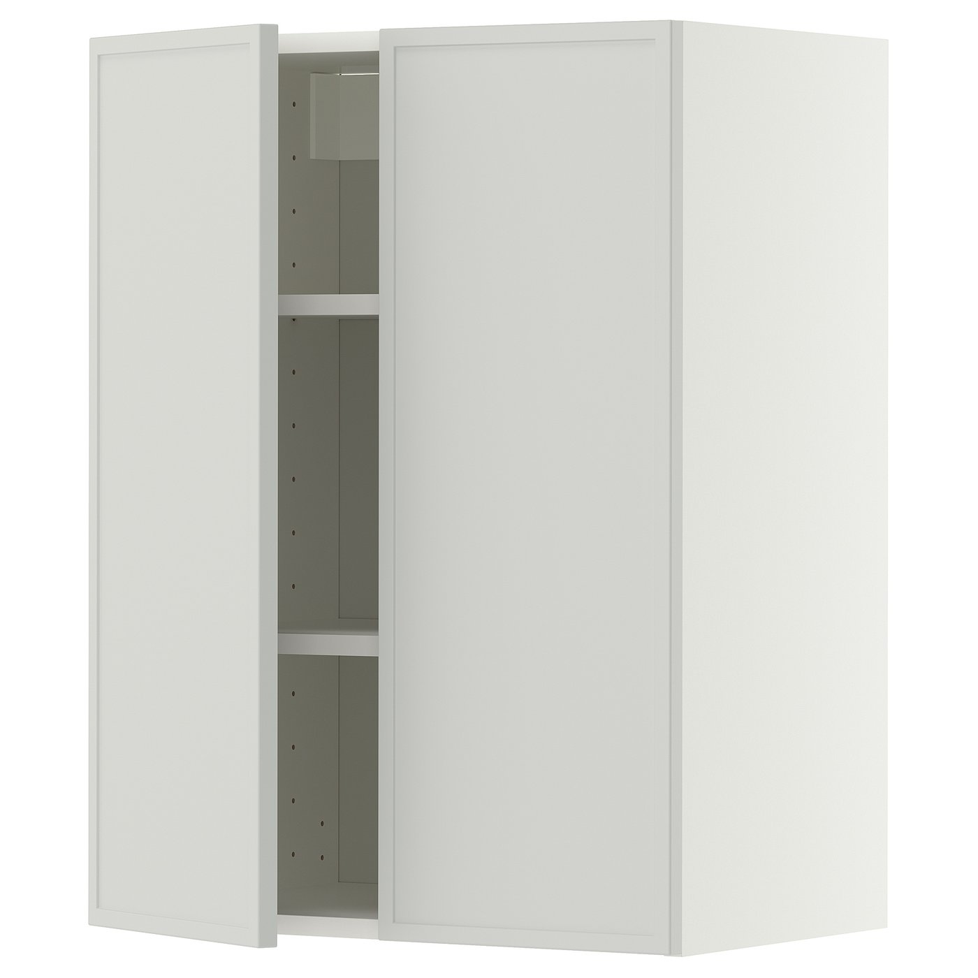 METOD wall cabinet with shelves/2 doors, white/Aspudden light grey, 60x80 cm