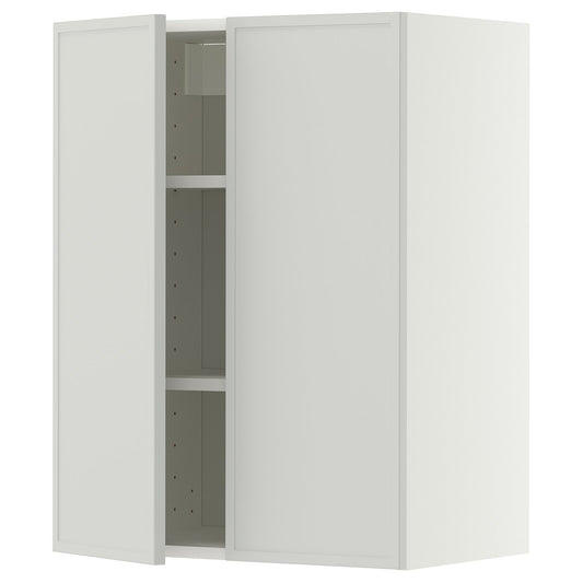 METOD wall cabinet with shelves/2 doors, white/Aspudden light grey, 60x80 cm