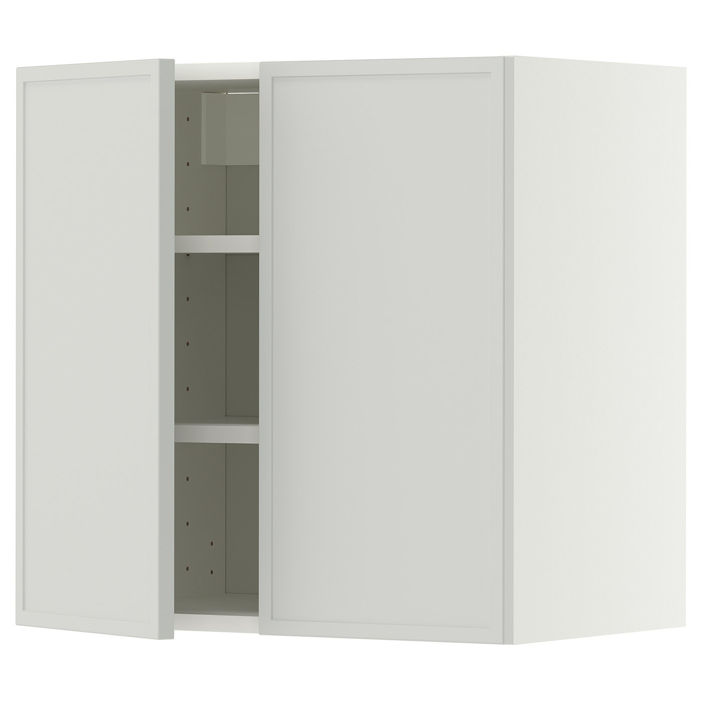 METOD wall cabinet with shelves/2 doors, white/Aspudden light grey, 60x60 cm