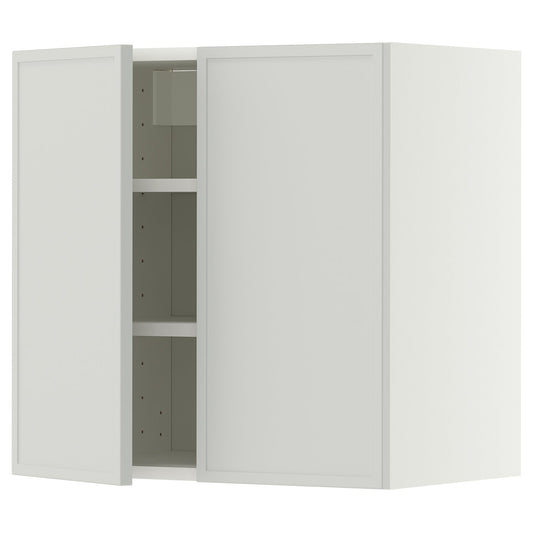 METOD wall cabinet with shelves/2 doors, white/Aspudden light grey, 60x60 cm