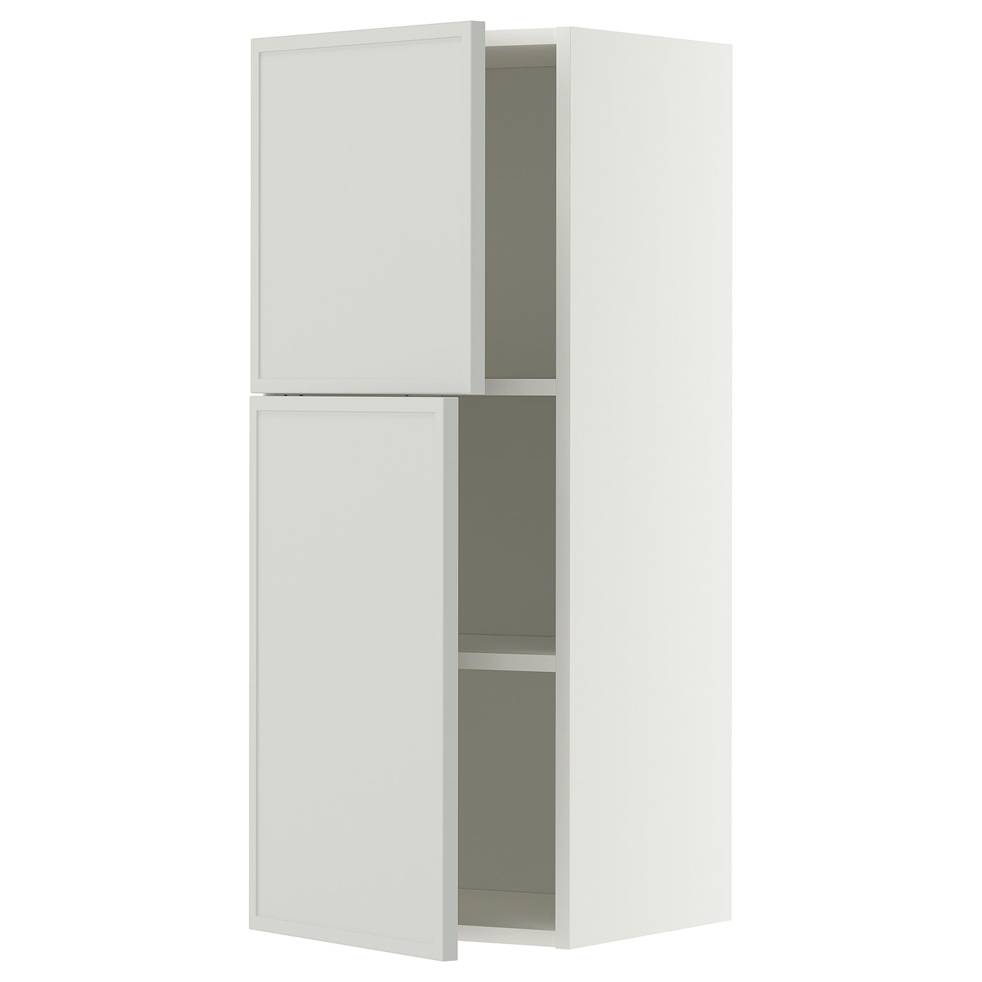 METOD wall cabinet with shelves/2 doors, white/Aspudden light grey, 40x100 cm