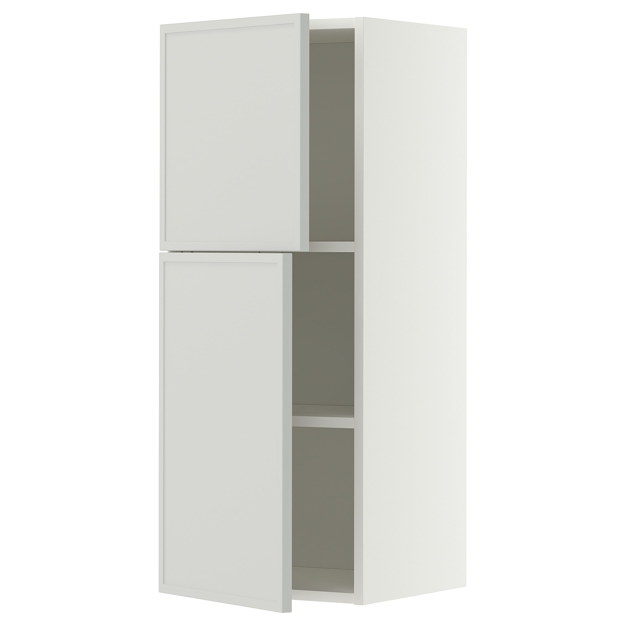 METOD wall cabinet with shelves/2 doors, white/Aspudden light grey, 40x100 cm