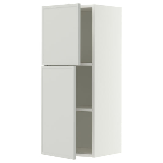 METOD wall cabinet with shelves/2 doors, white/Aspudden light grey, 40x100 cm