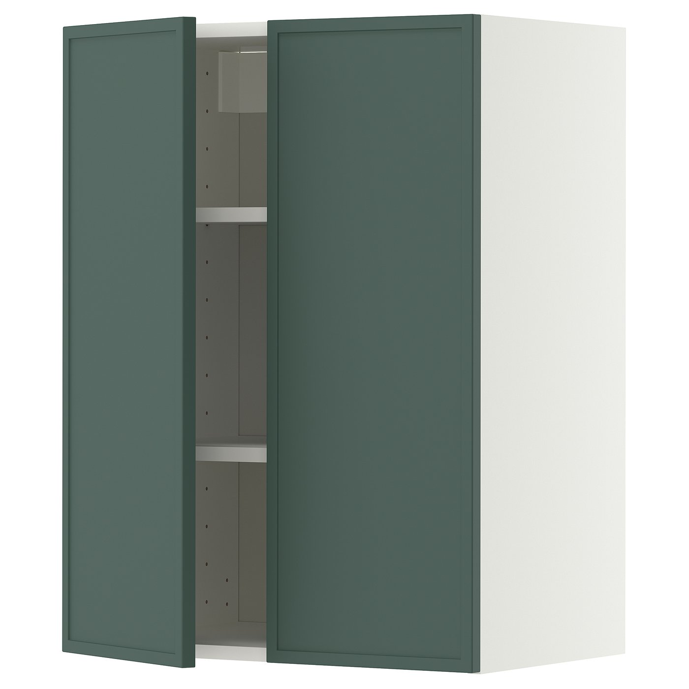 METOD wall cabinet with shelves/2 doors, white/Aspudden dark grey-green, 60x80 cm