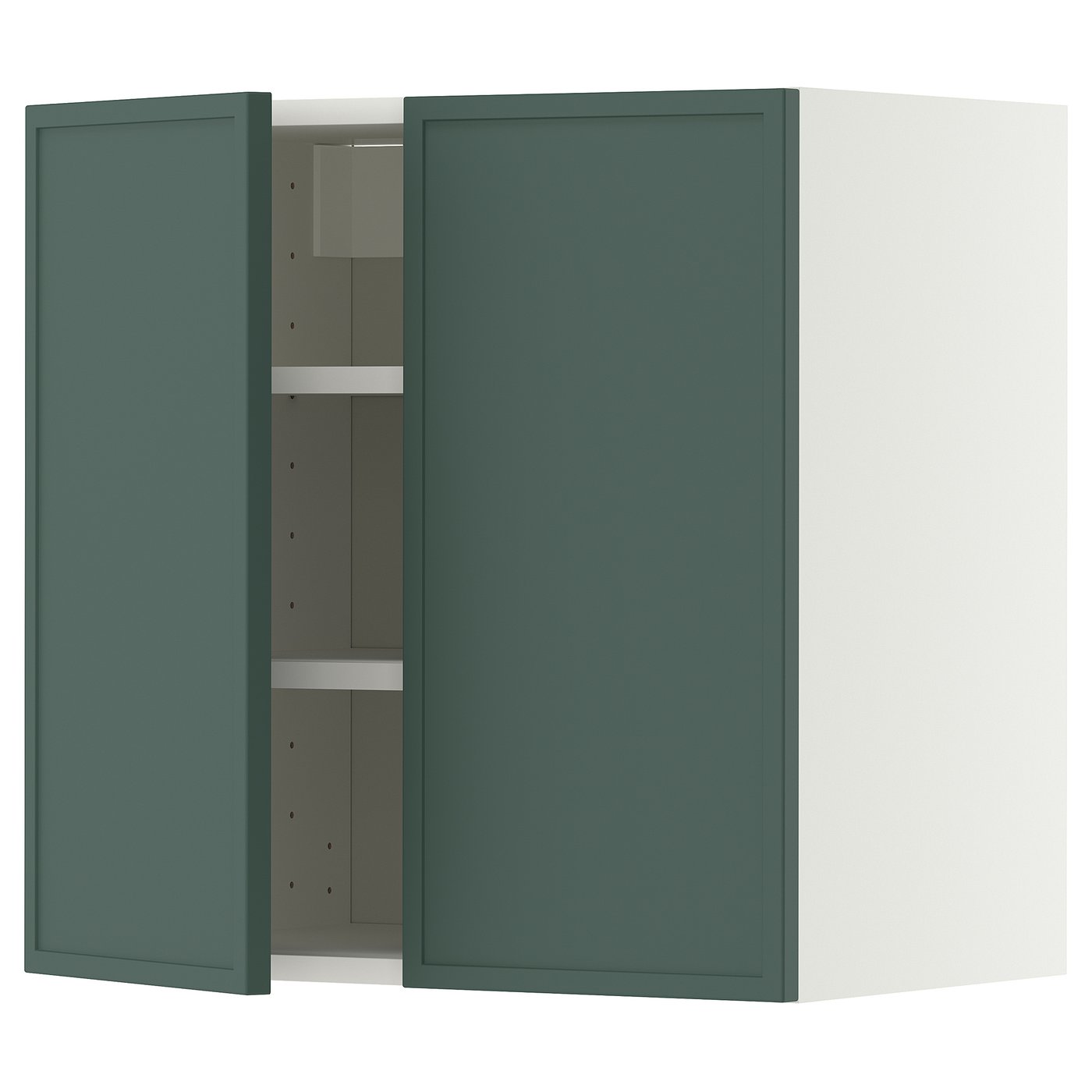 METOD wall cabinet with shelves/2 doors, white/Aspudden dark grey-green, 60x60 cm