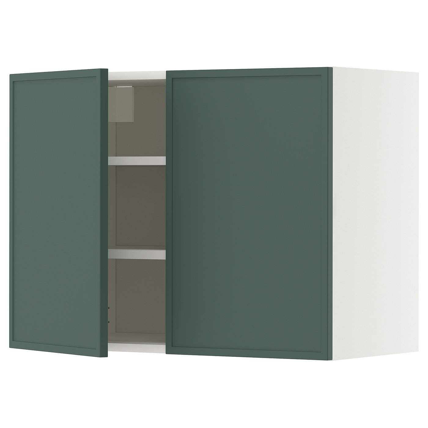 METOD wall cabinet with shelves/2 doors, white/Aspudden dark grey-green, 80x60 cm