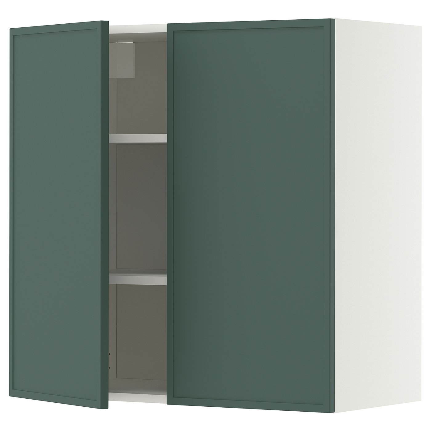 METOD wall cabinet with shelves/2 doors, white/Aspudden dark grey-green, 80x80 cm