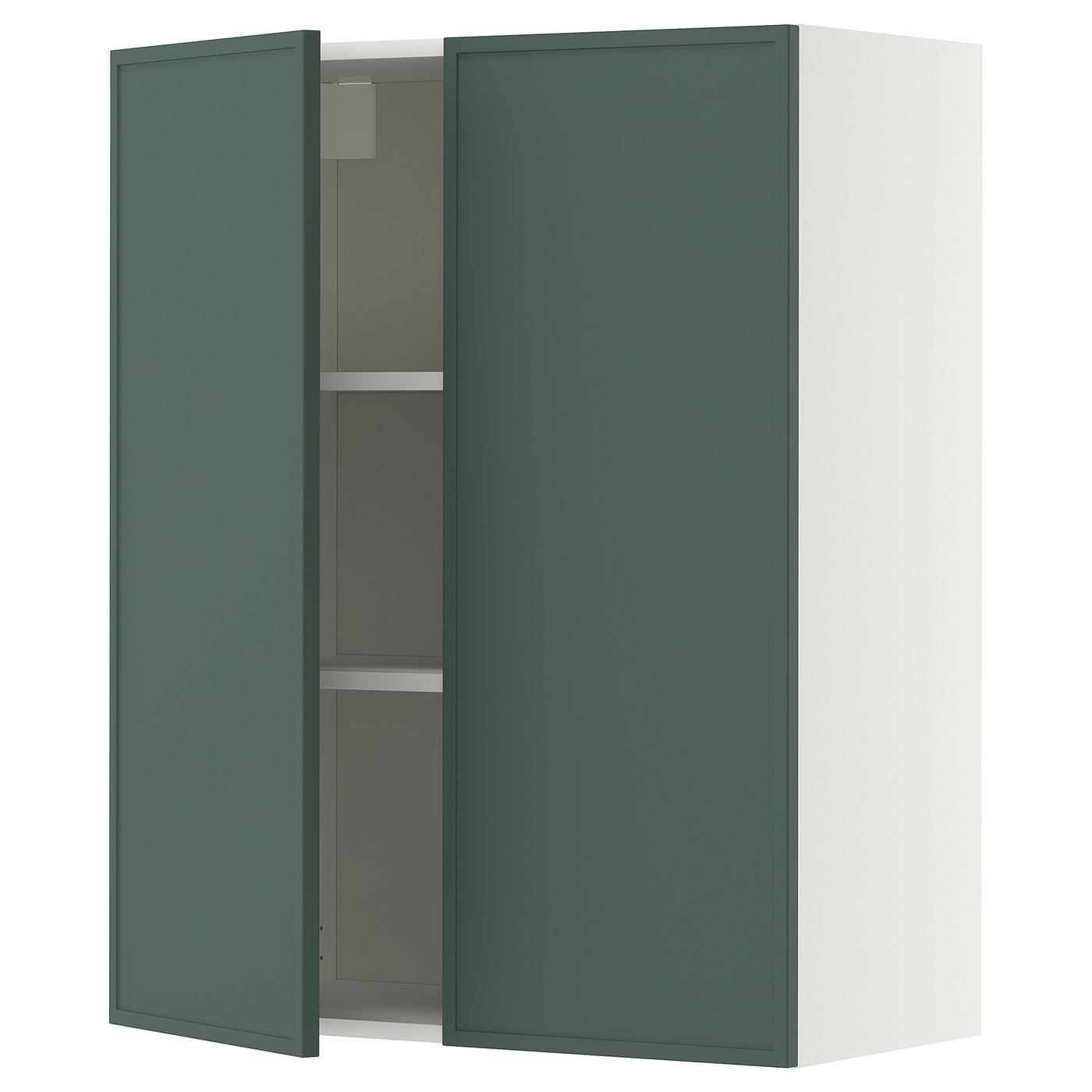METOD wall cabinet with shelves/2 doors, white/Aspudden dark grey-green, 80x100 cm