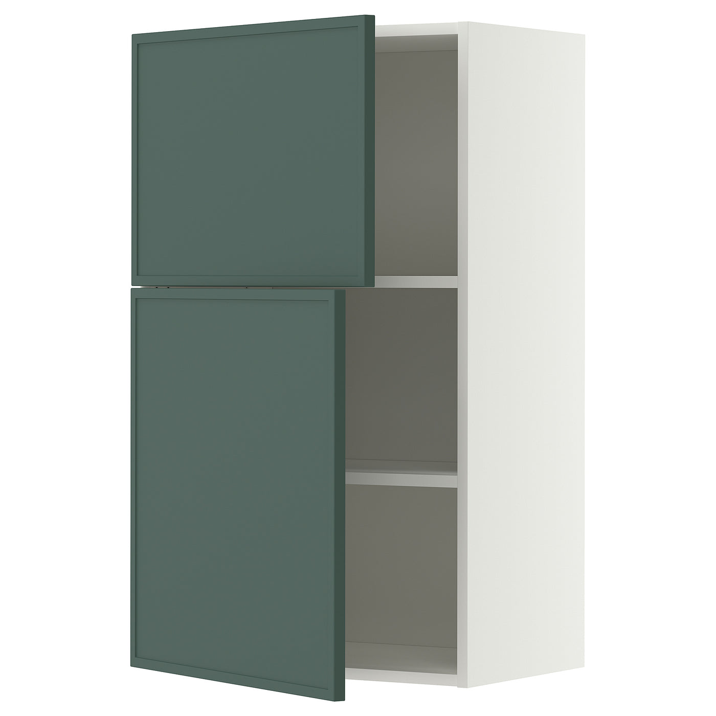 METOD wall cabinet with shelves/2 doors, white/Aspudden dark grey-green, 60x100 cm