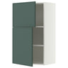 METOD wall cabinet with shelves/2 doors, white/Aspudden dark grey-green, 60x100 cm