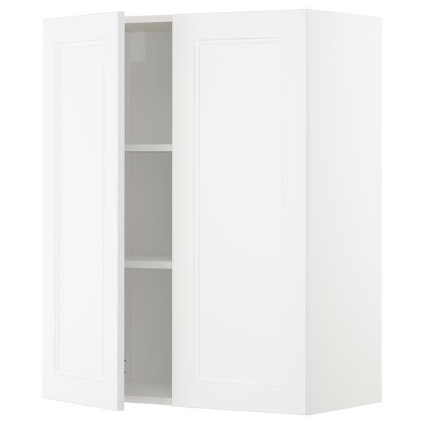 METOD wall cabinet with shelves/2 doors, white/Axstad matt white, 80x100 cm