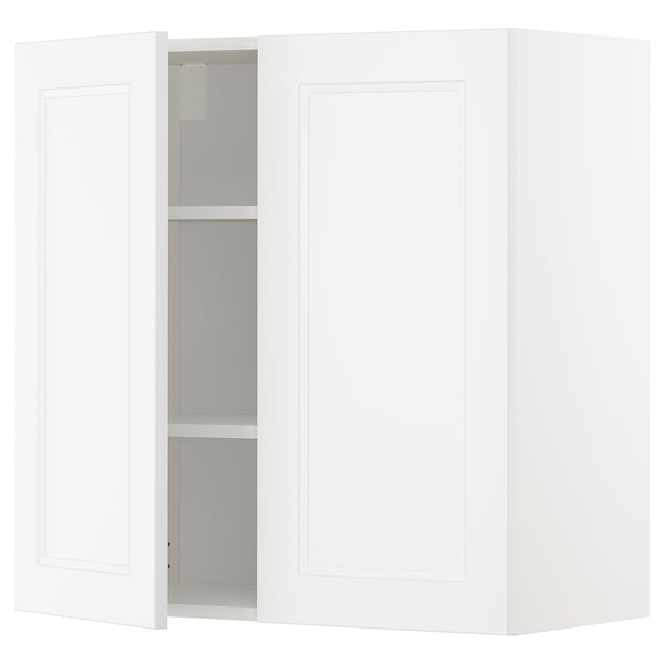 METOD wall cabinet with shelves/2 doors, white/Axstad matt white, 80x80 cm