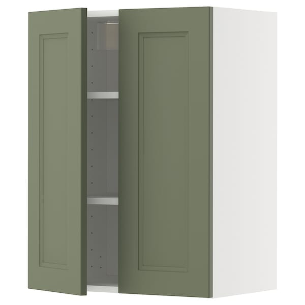 Ikea METOD - Wall unit with shelves/2 doors, white/Axstad gray-green,60x80 cm