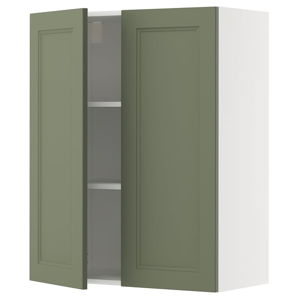 METOD - METOD Wall cabinet with shelves/2 doors, white/Axstad grey-green, 80x100 cm