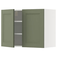 METOD wall cabinet with shelves/2 doors, white/Axstad grey-green, 80x60 cm