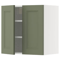 METOD wall cabinet with shelves/2 doors, white/Axstad grey-green, 60x60 cm