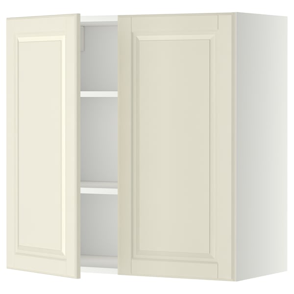 METOD - METOD Wall cabinet with shelves/2 doors, white/Bodbyn off-white, 80x80 cm