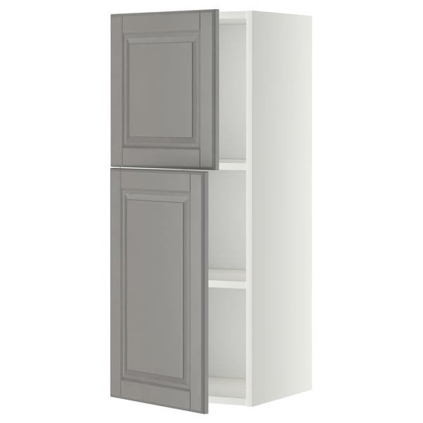 METOD - METOD Wall cabinet with shelves/2 doors, white/Bodbyn grey, 40x100 cm