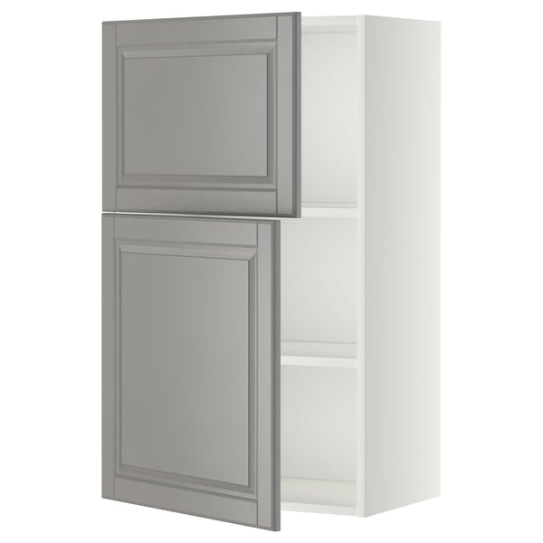 METOD - METOD Wall cabinet with shelves/2 doors, white/Bodbyn grey, 60x100 cm