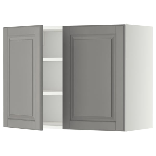 METOD - METOD Wall cabinet with shelves/2 doors, white/Bodbyn grey, 80x60 cm