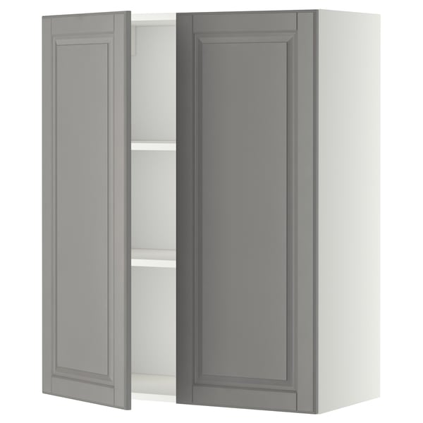 METOD - METOD Wall cabinet with shelves/2 doors, white/Bodbyn grey, 80x100 cm